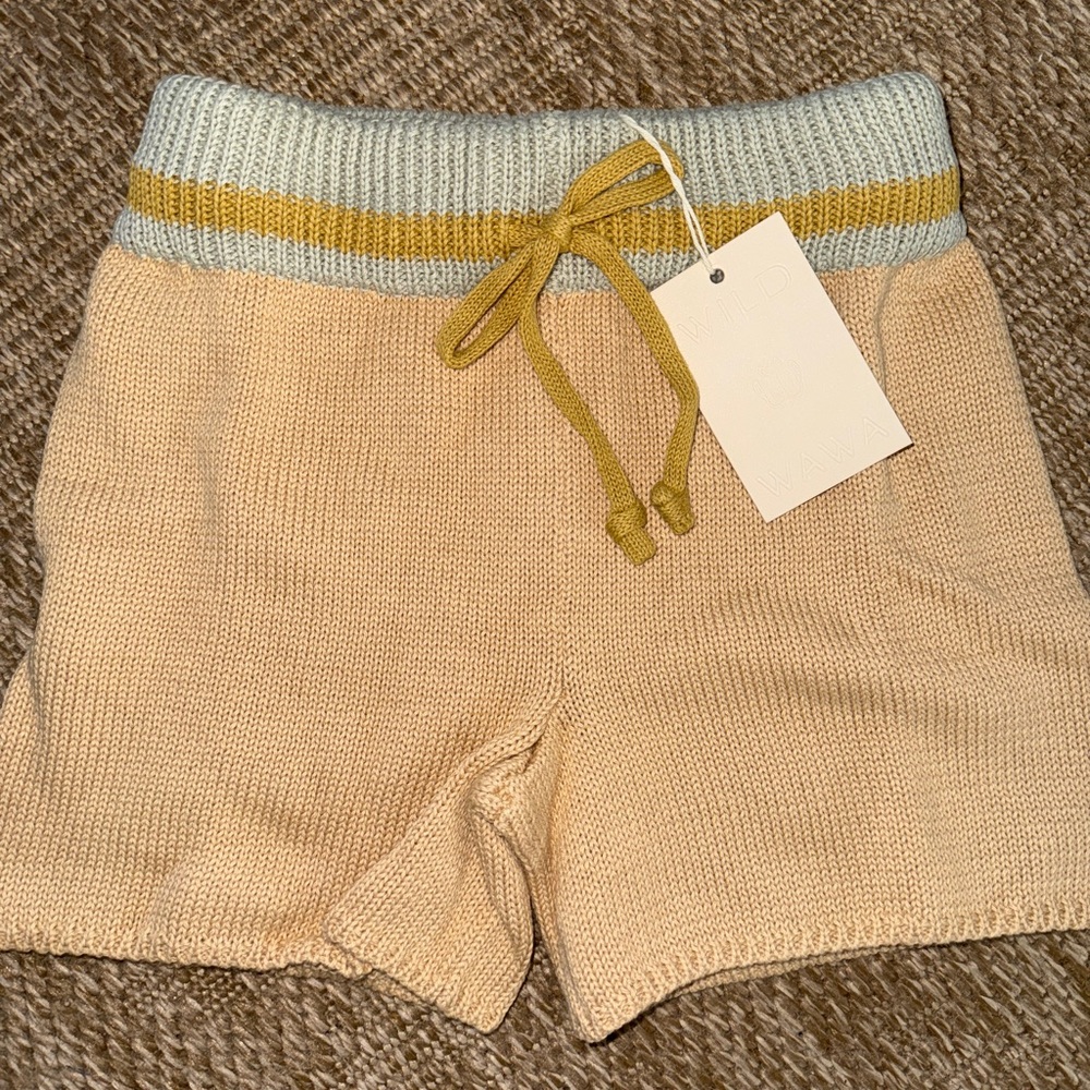 NWT WILD WAWA Knit Kids Shorts with Yellow/Light blue Accents